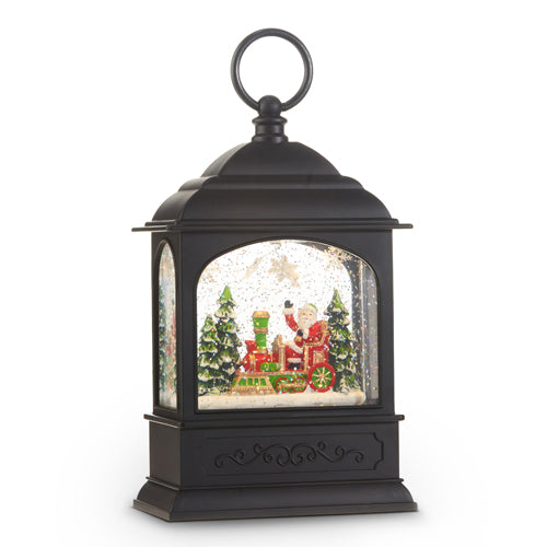 Santa in Train Animated Musical Lighted Water Lantern, 8.5"