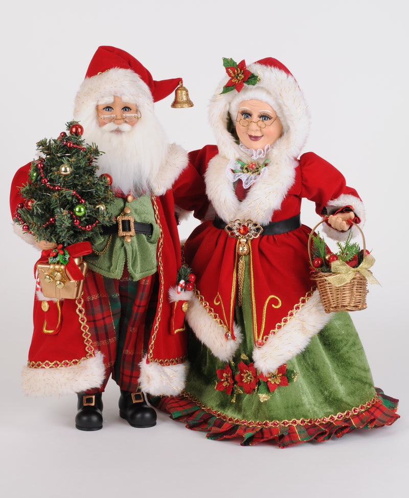 Santa and Mrs. Clause Strolling, Lighted, 16"