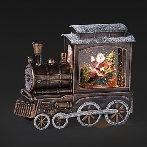 Lighted Santa in Water Train, 7.5" H