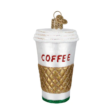 Coffee to Go Glass Mini Ornament by Old World Christmas, 2"