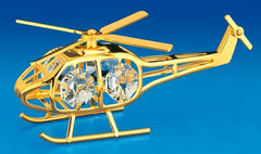 Helicopter Ornament, 24K Gold Plated w/ Swarovski Crystal
