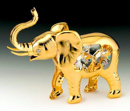 Elephant, 24K Gold Plated w/ Swarovski Crystal, 3.5"L