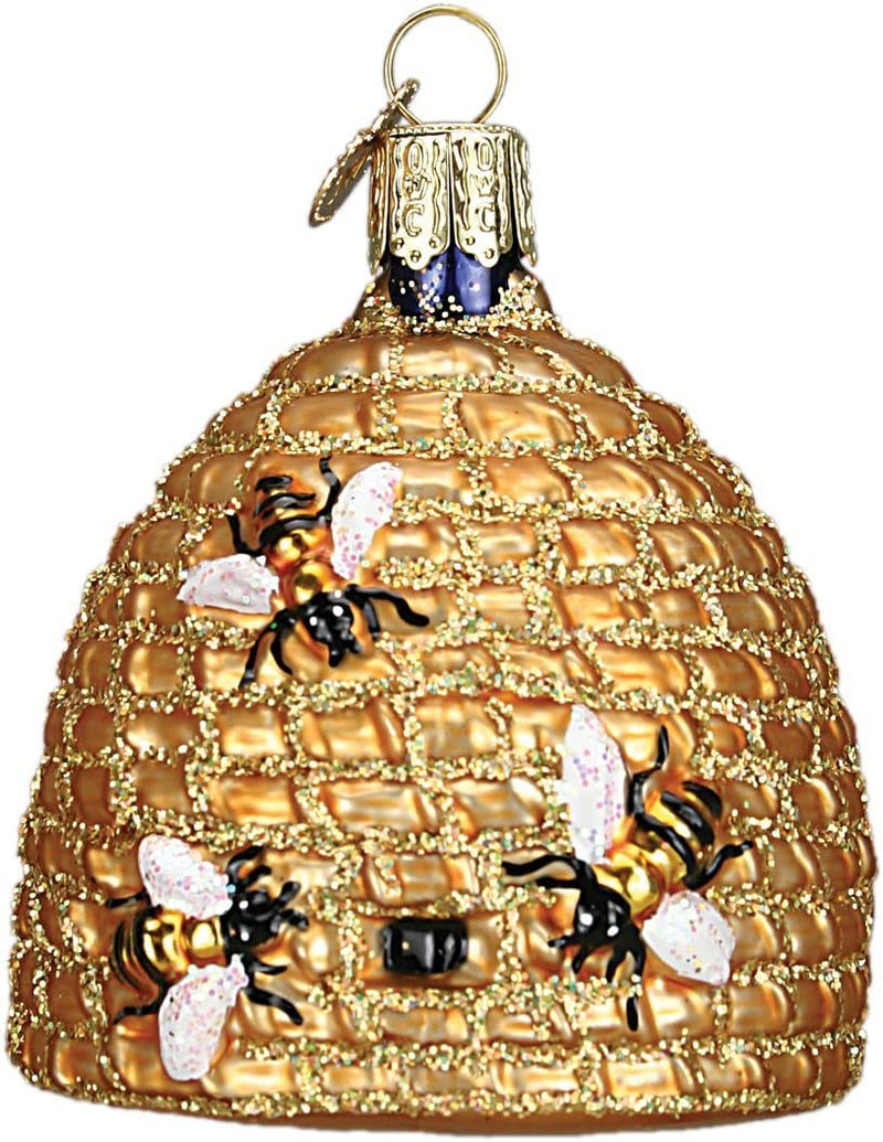 Bee Skep Glass Ornament by Old World Christmas, 2 3/4"