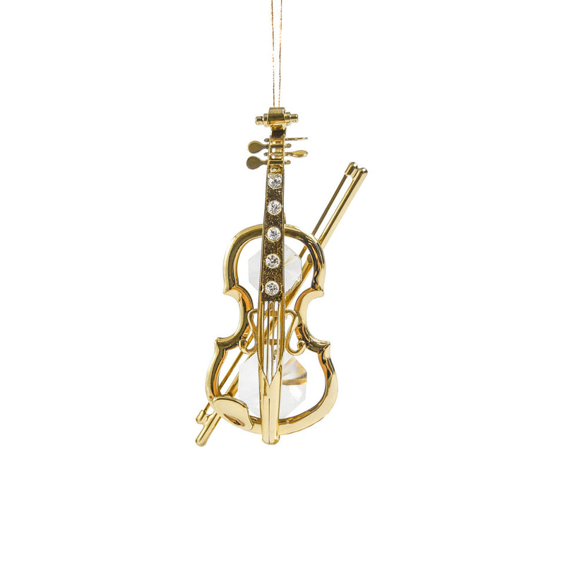 Violin Ornament, 24K Gold Plated w/ Swarovski Crystal