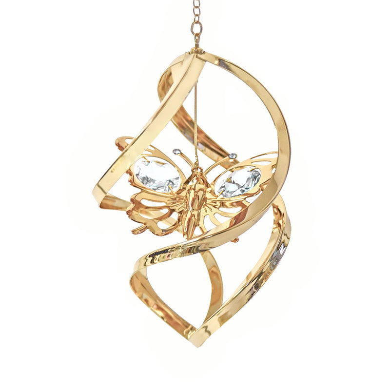 Butterfly Ornament, 24K Gold Plated w/ Swarovski Crystal