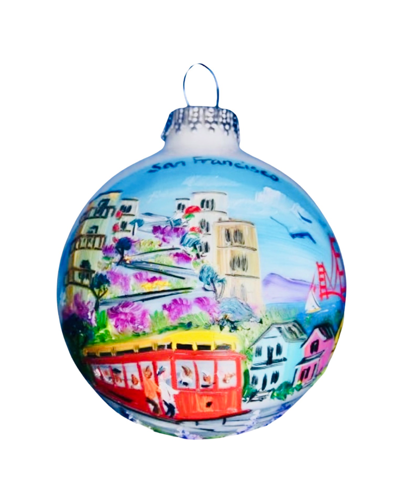 Hand Painted San Francisco Montage Glass Ball Ornament