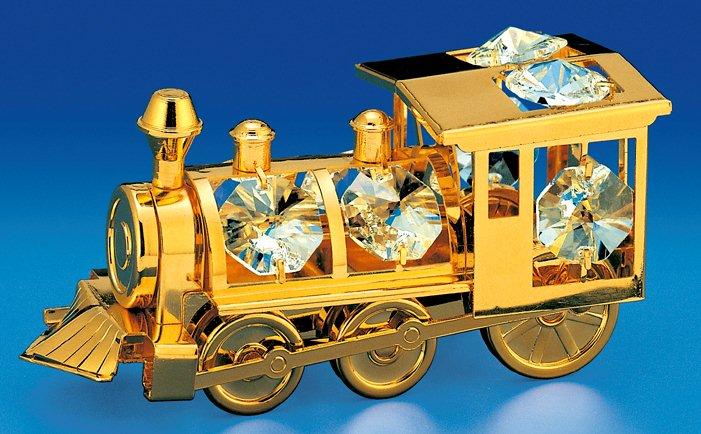 Locomotive Ornament, 24K Gold Plated w/ Swarovski Crystal