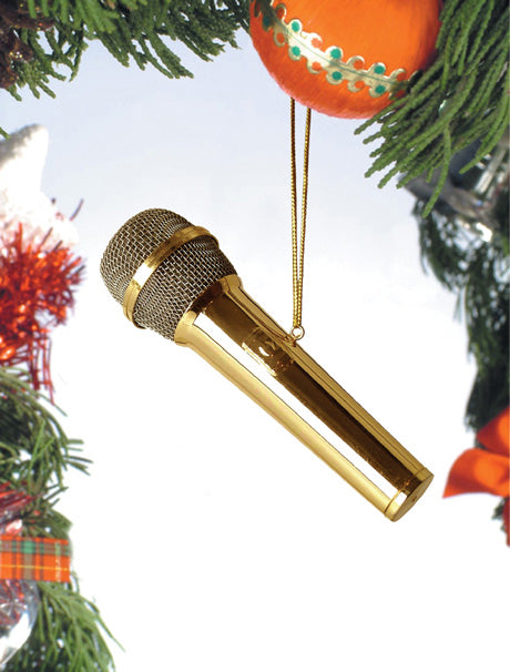 Gold Microphone Ornament
