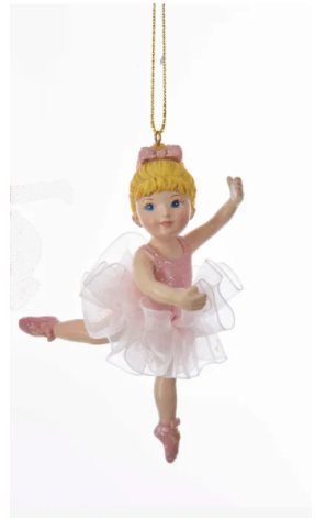 Ballerina Girl with Tutu Ornament, 4"