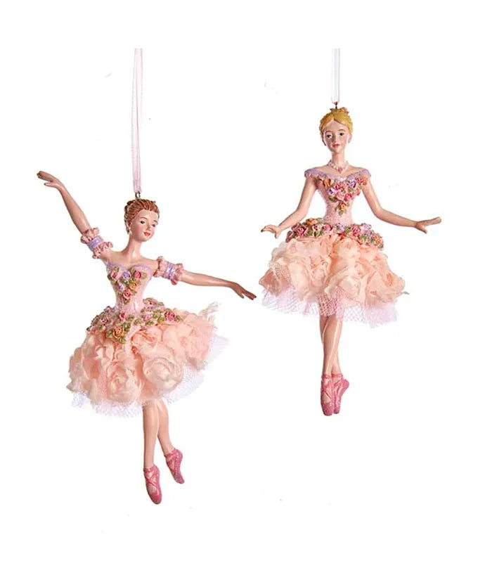 Blush Pink Ballerina Ornaments, 2 Assorted, 4.5"