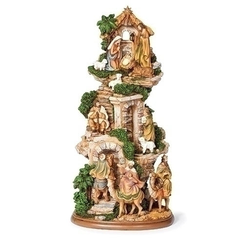 Stable W/ Stairs Nativity Scene, 17"