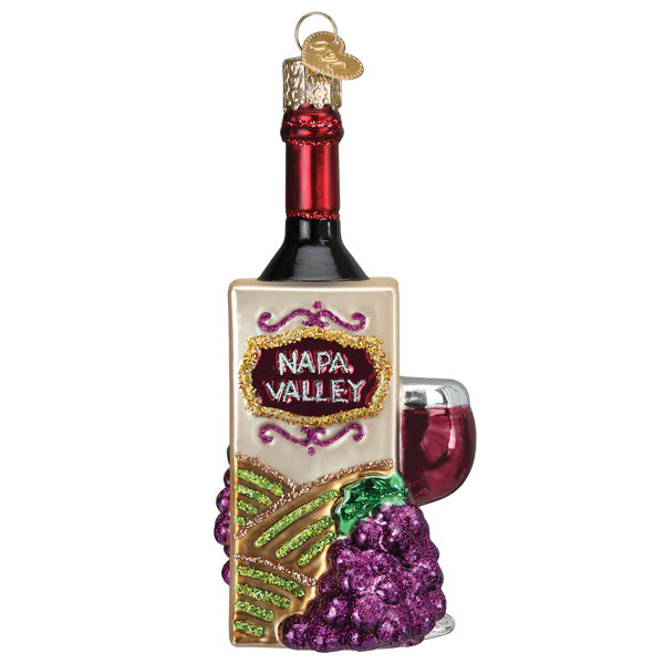Napa Valley Wine Bottle and Wine Glass Ornament, 4 3/4"