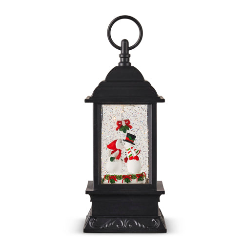 Kissing Snowman Animated Lighted Water Lantern, 9.5"
