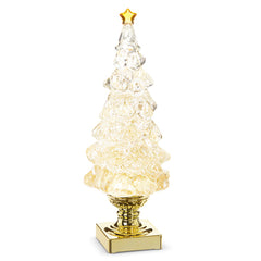 Lighted Tree With Gold Swirling Glitter, 13.75