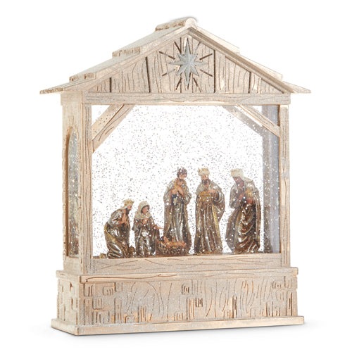 Nativity Musical Lighted Water Creche, 10"