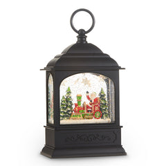 Santa in Train Animated Musical Lighted Water Lantern, 8.5