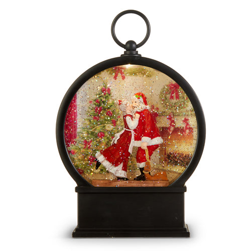 MRS. Claus Kissing Santa Lighted Water Lantern, 9"