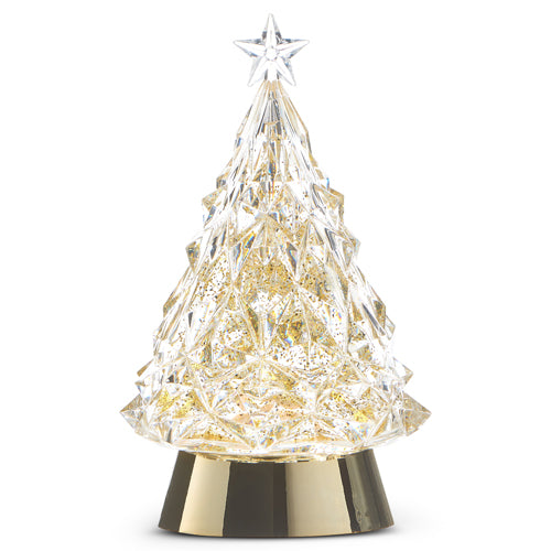 Lighted with Gold Swirling Glitter Tree, 8.5"