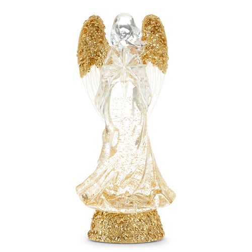 Lighted Angle with Gold Swirling Glitter, 13"