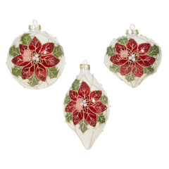Poinsettia Glass Ornament, 4