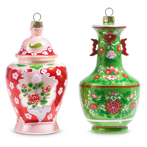 Chinoiserie Jar Ornament set of 2, 5"