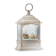Santa and Reindeer Musical Lighted Water Lantern, 8.75