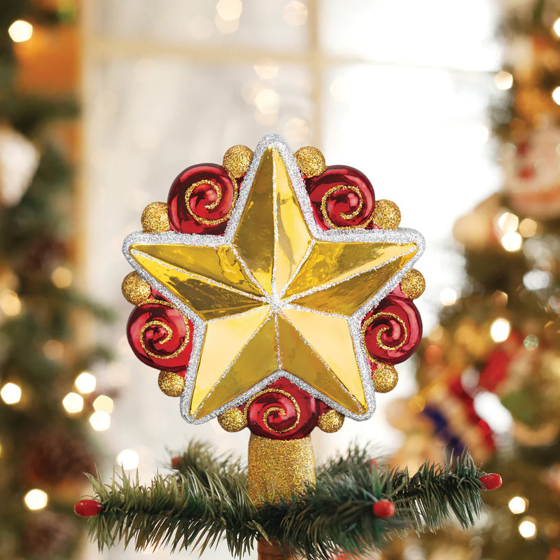 Swirly Star tree Top by Old World Christmas, 6.25"