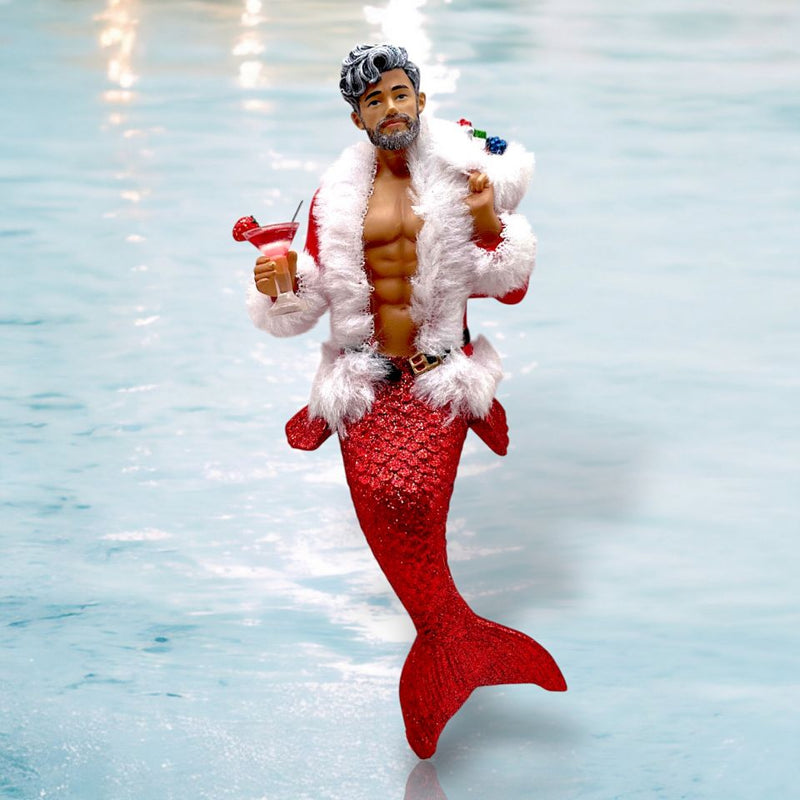 December Diamonds Hey Santa Merman Ornament, 7"