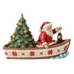 Jim Shore Santa in Boat with Tree Figurine, 7