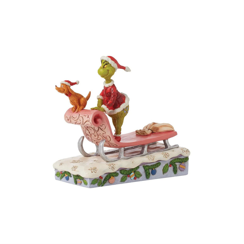 Grinch and Max on Sled by Jim Shore, 6.75"