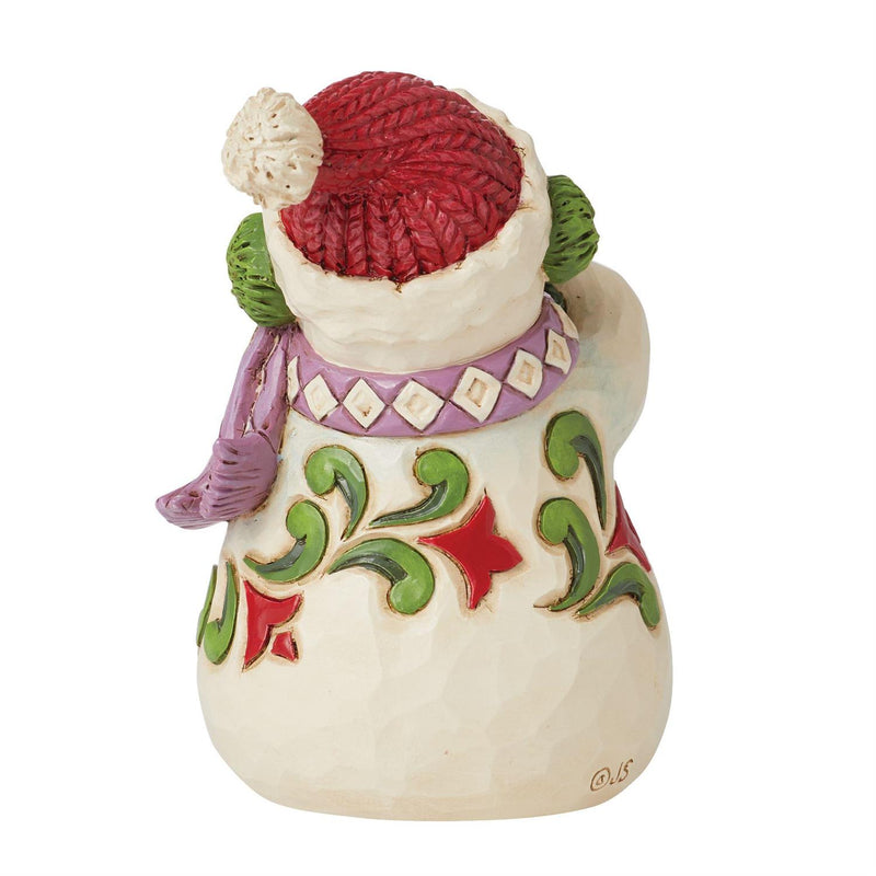 Jim Shore Mini Snowman Wearing Earmuffs Figurine, 3.62"