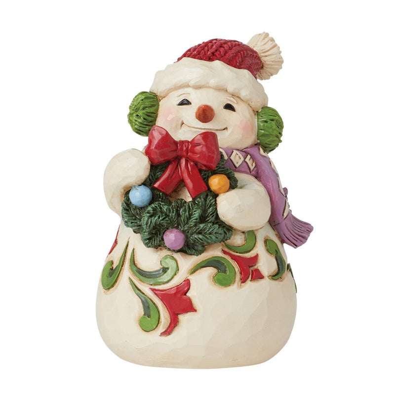 Jim Shore Mini Snowman Wearing Earmuffs Figurine, 3.62"