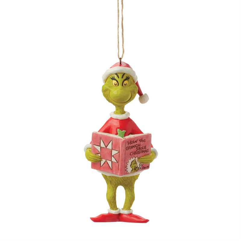 Grinch with Book Ornament by Jim Shore, 5.5"