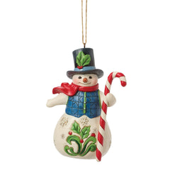 Snowman with Candy Cane Ornament, 4.6