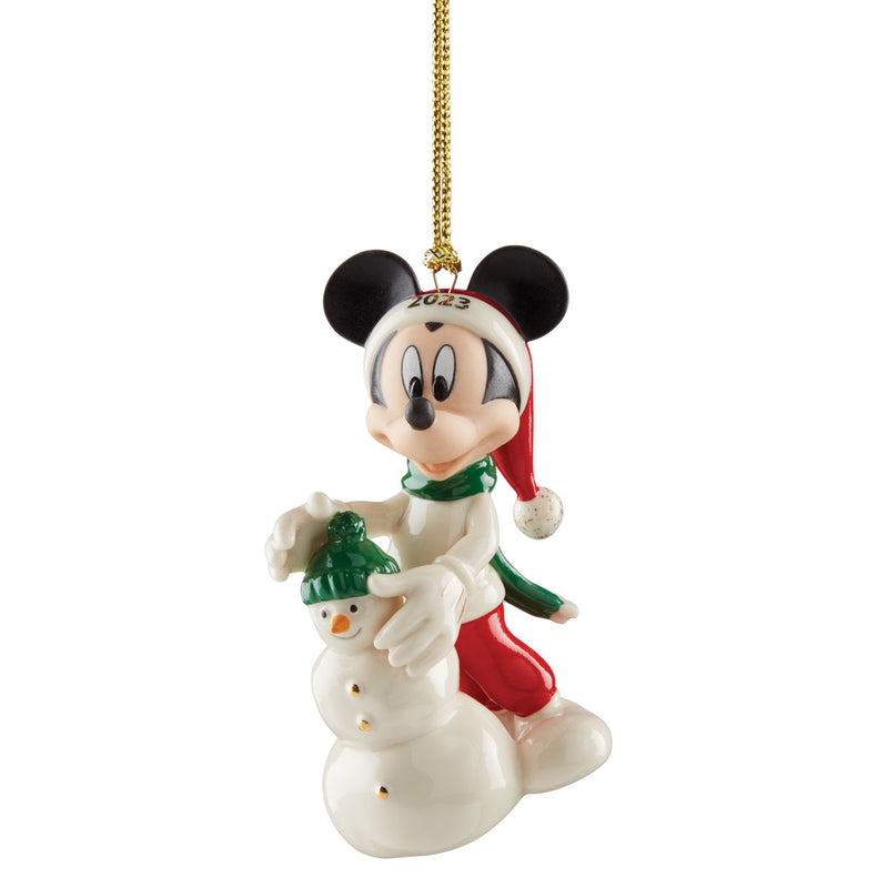Mickey Mouse and Snowman 2023 Lenox Ornament, 3.75"