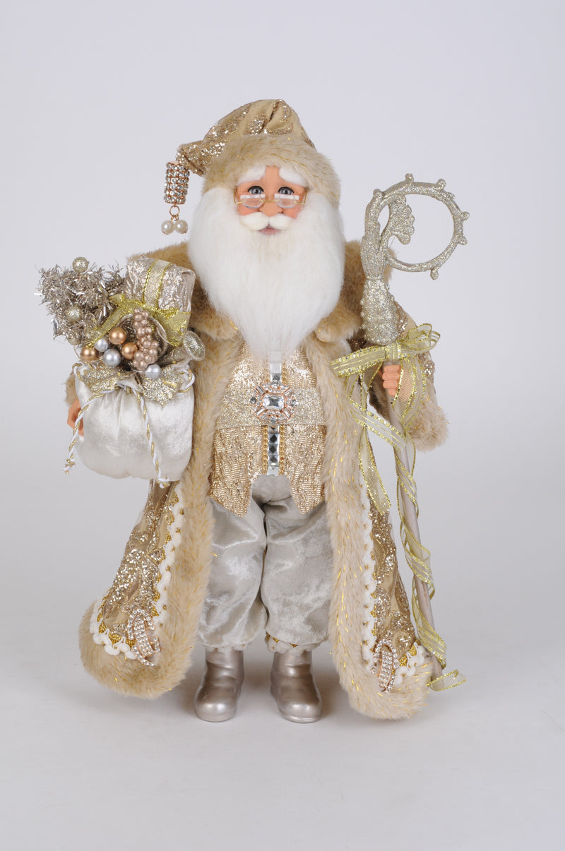 Karen Didion Lighted Touch of Gold Santa, 16"