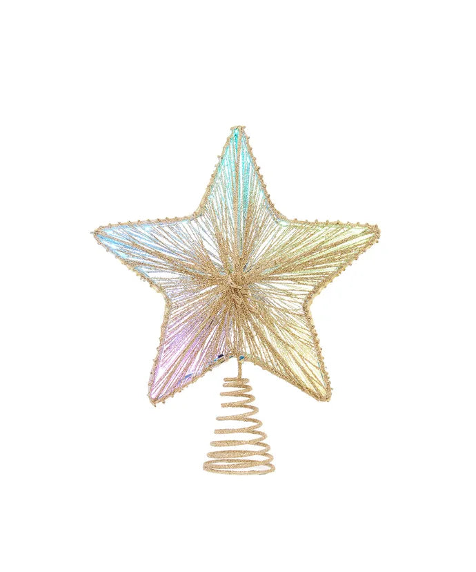 Gold Wire Multicolor LED Star Tree Toper, 11.5"