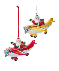 Santa in Airplane Ornament 3.7