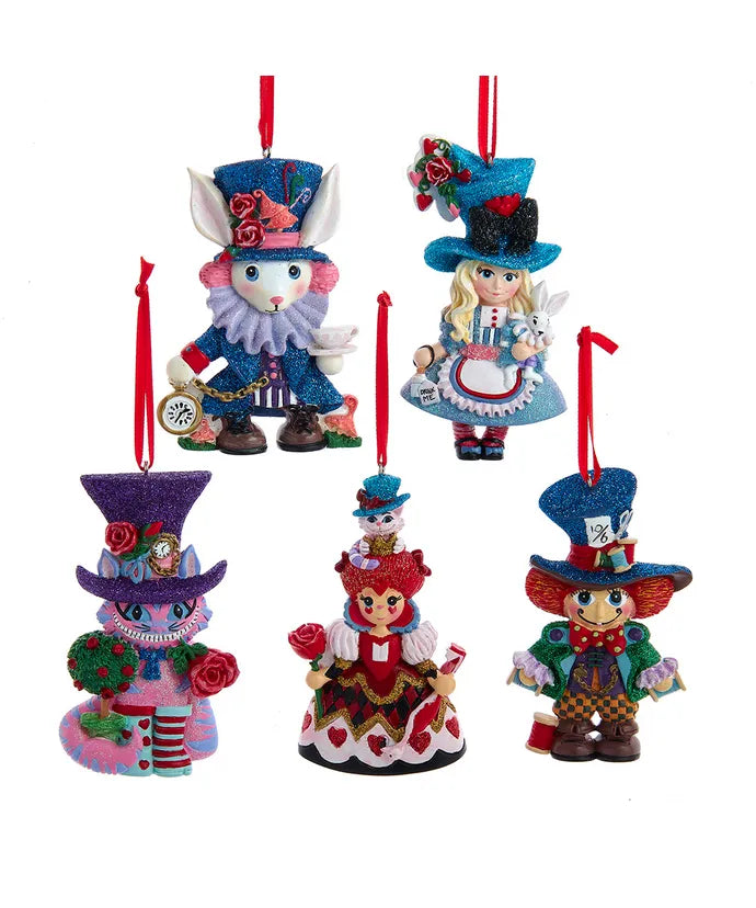 Hollywood Alice in Wonderland Ornament, Set of 5 pieces, 4"
