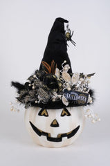 Lighted White Fiber Optic Pumpkin, 22