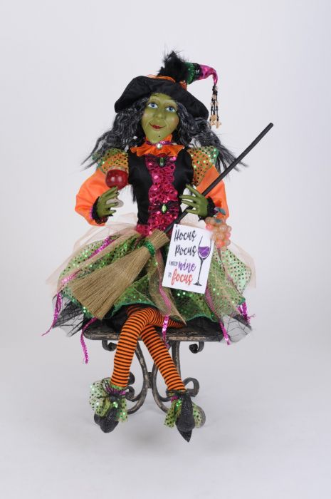 Glitzy Wine Witch, 24"H