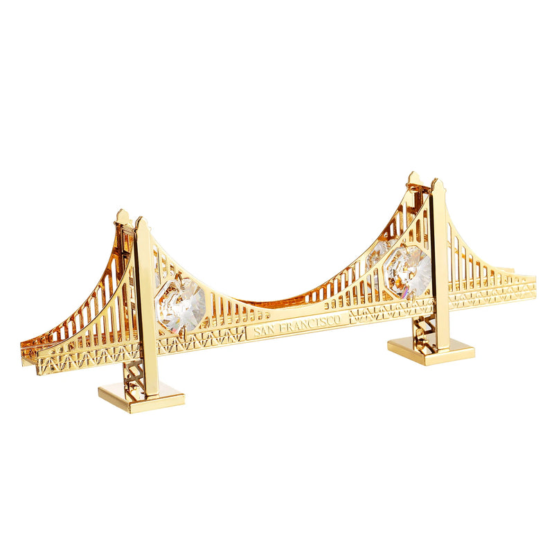 Golden Gate Bridge 24K Gold Plated with Swarovski Crystals Ornament/Figurine, 7"