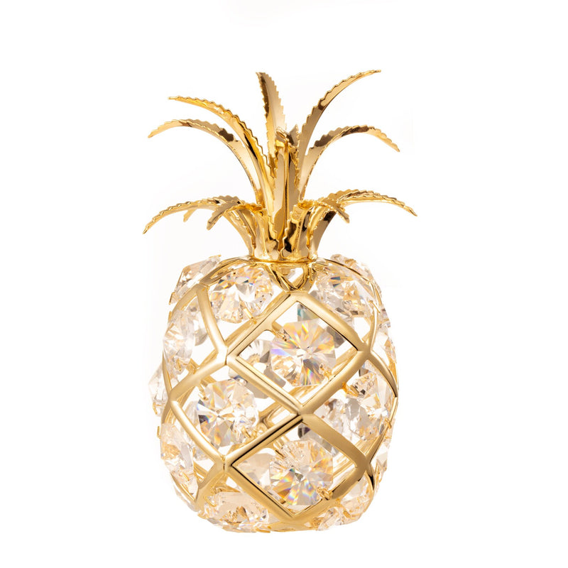 Pineapple Ornament/Figurine Large, 24K Gold Plated with Swarovski Crystal, 3.5"