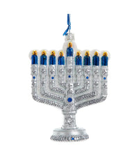 Hanukkah Menorah Glass Ornament, 4.75