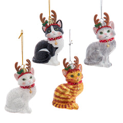Glass Cat with Antlers Ornament, 4