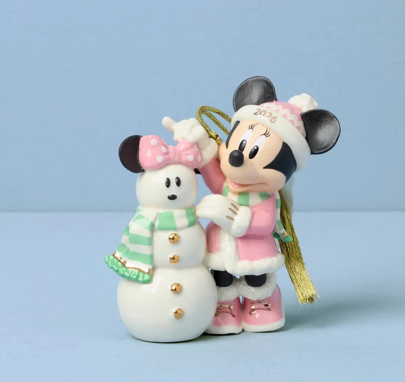 Minnie with Snowman 2026 NEW Lenox Ornament, 3.75