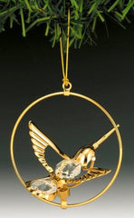 Humming Bird Ornament, 24K Gold Plated w/ Swarovski Crystal