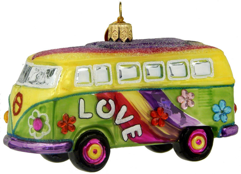 European Glass Love Mini Van/Bus Ornament, 4.5"