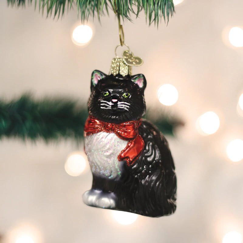 Tuxedo Kitty Glass Ornament by Old World Christmas, 3.25"