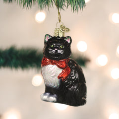 Tuxedo Kitty Glass Ornament by Old World Christmas, 3.25